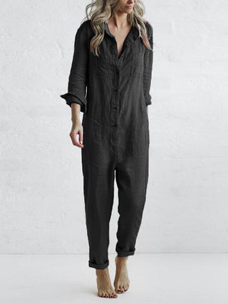 Løs Jumpsuit i Linnedlook