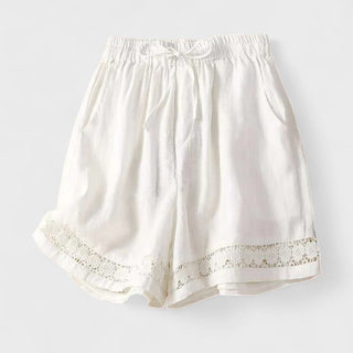 Hørshorts med blondekant