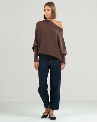 Off-Shoulder Trøje med Draperet Pasform