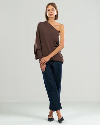 Off-Shoulder Trøje med Draperet Pasform