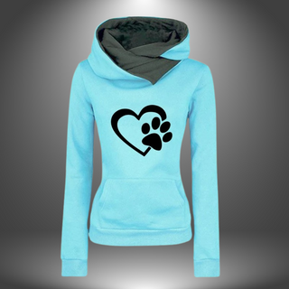 Hoodie med Hjerte og Poteprint
