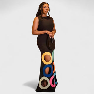 Maxikjole med Farvede Udskæringer