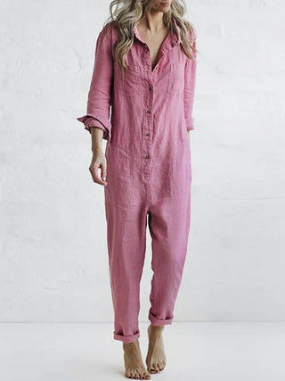 Løs Jumpsuit i Linnedlook