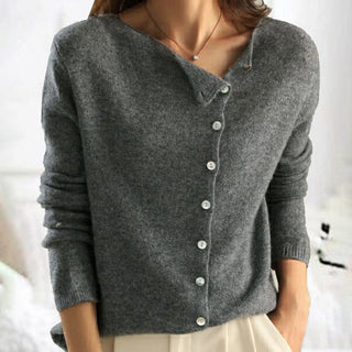 Asymmetrisk Strikcardigan med Knapper