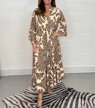 Mønstret Bomulds Maxikjole