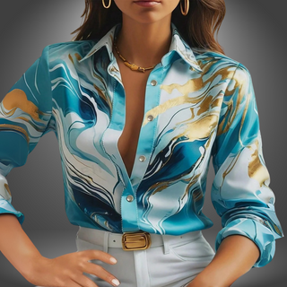 Marmoreret Skinnende Skjorte