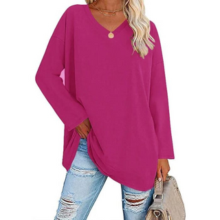 Oversized V-hals Bluse | Bomuld | Casual Komfort