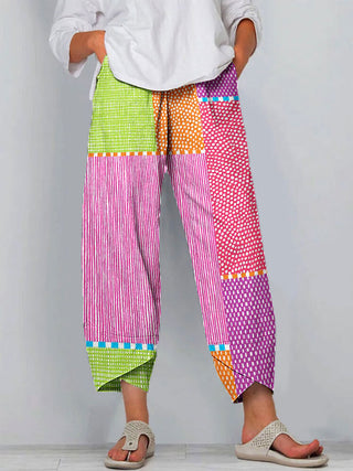 Farverige Patchwork Bomuldsbukser
