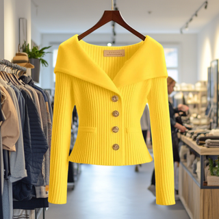 Strikket Cardigan med Store Knapper