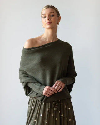 Off-Shoulder Trøje med Draperet Pasform