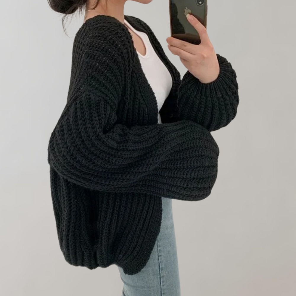 Chunky Strikket Cardigan | Casual Look | Akrylblanding