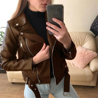 Klassisk bikerjakke i læderlook