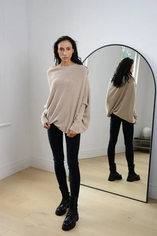 Off-Shoulder Trøje med Draperet Pasform