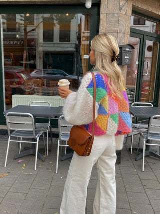 Strikket Cardigan | Håndlavet Look | Farverig & Komfortabel