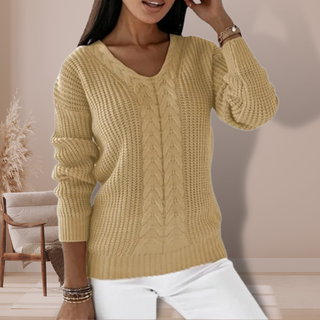 V-hals fletstrikket sweater