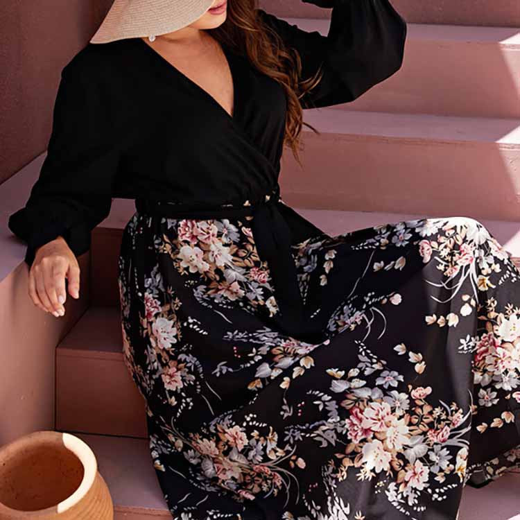 Blomstret Maxi Kjole | Omslagsdesign | Elegant & Flydende