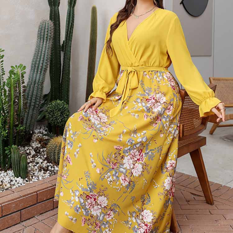 Blomstret Maxi Kjole | Omslagsdesign | Elegant & Flydende
