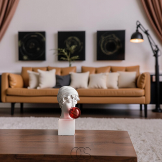 Moderne Hovedskulptur med Rød Boble