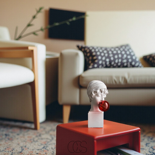 Moderne Hovedskulptur med Rød Boble