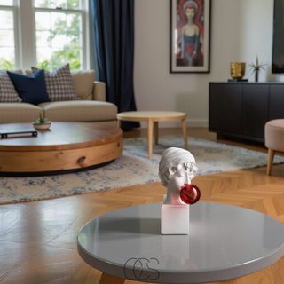 Moderne Hovedskulptur med Rød Boble