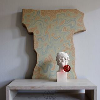 Moderne Hovedskulptur med Rød Boble