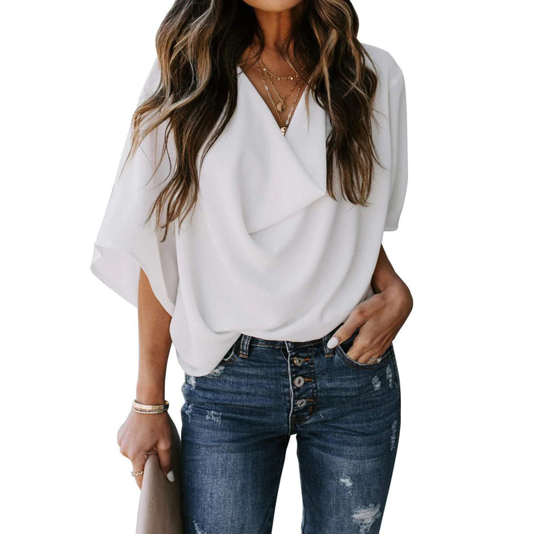 Elegant Draperet Bluse | Sommerlook | Chiffon | Flere Farver