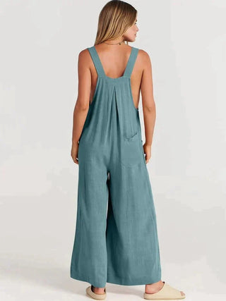 Løs sommer jumpsuit med åben ryg
