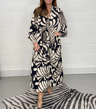 Mønstret Bomulds Maxikjole