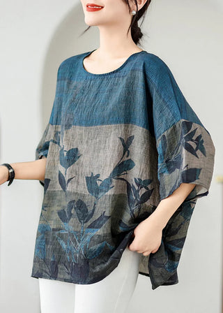 Oversize Bluse med Bladprint