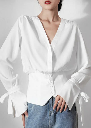 Taljeret Hvid Skjortebluse