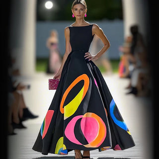 Maxikjole med Farvede Udskæringer