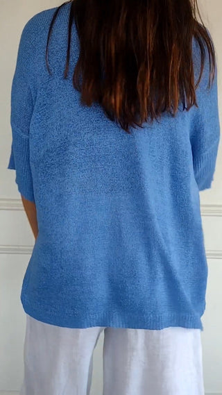 Strikket V-hals Bluse | Viskosemix | Let og Feminint Design