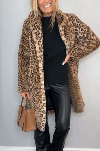 Leopard Fake Fur Frakke