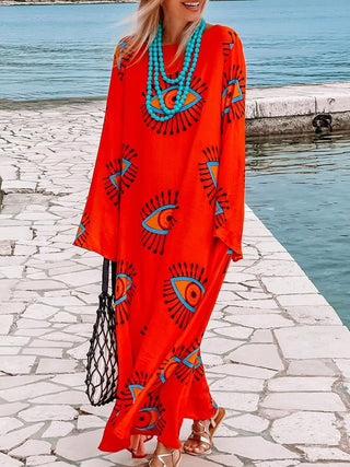 Maxi strandkjole med print