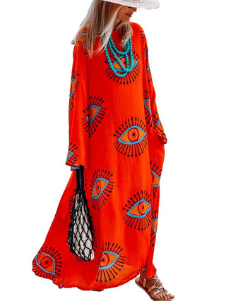 Maxi strandkjole med print