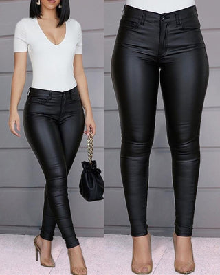Coated skinny bukser