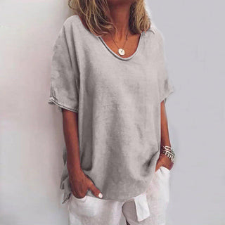 Løs T-shirt | Bomuld & Linned | Let og Sommerlig Komfort