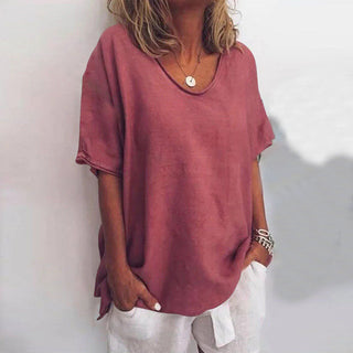 Løs T-shirt | Bomuld & Linned | Let og Sommerlig Komfort