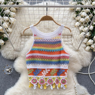 Boho Crop Top | Hæklet | Farverig og Håndlavet