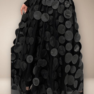 Maxinederdel med Cirkeldetaljer | Høj Talje | Gotisk Mesh-Effekt