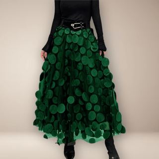 Maxinederdel med Cirkeldetaljer | Høj Talje | Gotisk Mesh-Effekt