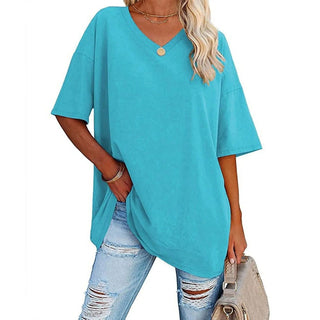 Oversized T-shirt med V-udskæring