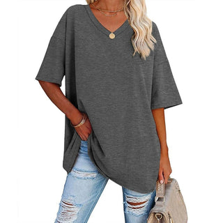Oversized T-shirt med V-udskæring