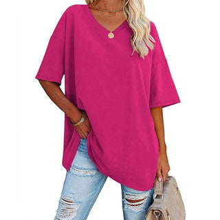 Oversized T-shirt med V-udskæring