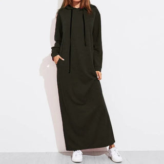 Lang hoodie-kjole med lommer