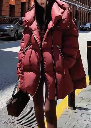 Oversized dunjakke i rød