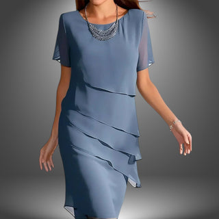 Elegant Lagdelt Chiffon Kjole