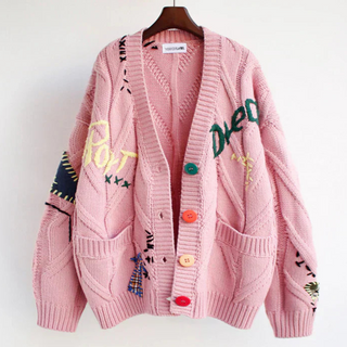 Broderet Farveknap Cardigan