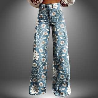 Blomstrede Wide-Leg Jeans