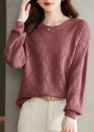 Strikket Sweater med Diamantmønster